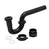 JB Products 1-1/4 Inch P-Trap Kit, Polypropylene Tubular with ABS Marvel Adapter, Ribbed Threaded Nuts for Strong Leak-Free Connection, Includes J-Bend, Wall Arm & Washers