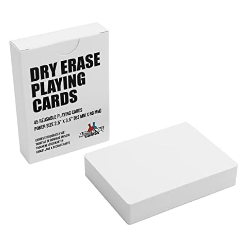 Apostrophe Games Dry Erase Blank Playing Cards, Poker Size - 2.5" x 3.5", 45 Reusable Blank Cards w/Box, Flash Cards, Board Game Cards, Study Guide & Note Cards Cover