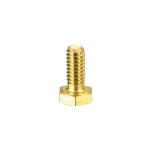 Image of uxcell Brass Hex Bolts, 1 /4-20x5 /8 1pcs Fully Thread Grade 4.8 Solid Brass Hexagon Head Bolt Machine Screws for Machinery