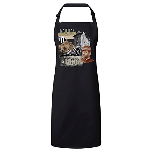 Tablier noir de cuisine à motif Rennes, imperméable et lavable pour chef exigeant