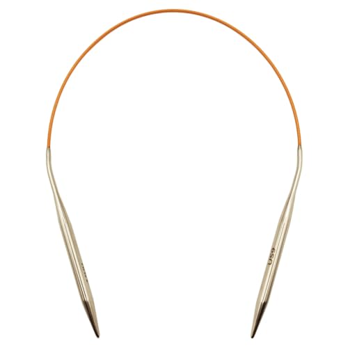 Image of OYEUYID 16 Inch Circular Knitting Needles Ergonomic Metal Needle Set (Orange, 16 inch-Size 9)
