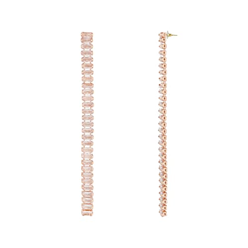 Image of I Jewels Valentines Special Sparkling Glamorous Silver Plated CZ and American Diamond Tassel Drop Fashionable Earrings for Women /Girls (E3117-118S)