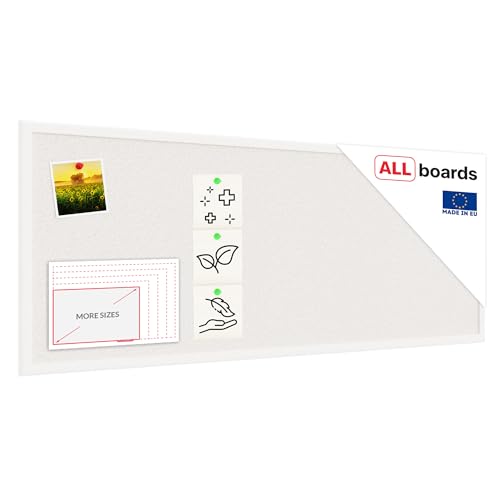 Tableau blanc en liège 100×40 cm cadre en bois laqué BLANC, Tableau d'Affichage Liège, Tableau pour Épingles