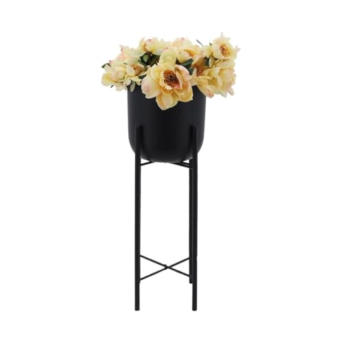Image of Bee Creative Metal Floor Plant Pot Set of 3 Ideal for Indoor Outdoor Home Decor Round Planter with Metal Plant Stand