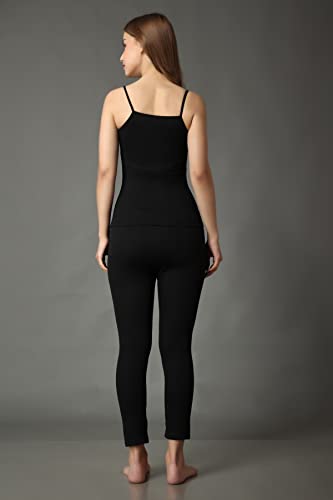 Image of Wearslim Women's Cotton Quilted Winter Lightweight Thermal Underwear, Long Johns Bottom and Spaghetti Set with Fleece Lined Soft Warmer