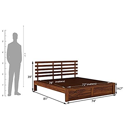 Image of Ganpati Arts Solid Sheesham Wood King Size Bed with 2 Drawers Storage for Bedroom Solid Wooden Double Bed Furniture for Home Hotel - (Honey Finish) 1 Year Warranty