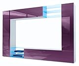 cinewall xl Design: Der Korpus der Schrankwand in Weiß matt und die Fronten in Brombeer Hochglanz sorgen für ein modernes, wohnliches Ambiente. Oder wählen Sie aus vielen, weiteren Farbkombinationen das passende Design.
