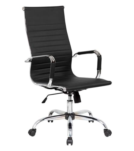 CAMBIA TUS MUEBLES CTM® Silla Escritorio Andy 115x60x66 cm – Oficina Ergonómica con Patas Metálicas, Respaldo Alto, Soporte Lumbar, Regulación Altura, Giro 360º, Ideal Estudio o Reuniones Color Negro