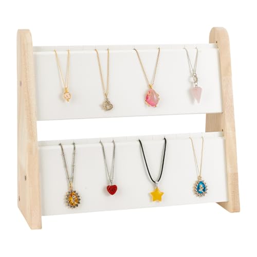 Support de collier en bois blanc présentoir bijoux 34 places vertical