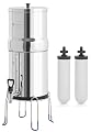 FACHIOO Gravity-Fed Water Filter System, NSF/ANSI 42&372 Standard, 2.25G Stainless-Steel Countertop System with 2 Ceramics Fluoride Elements, Metal Water Level Spigot, Reduces Fluoride and Chlorine