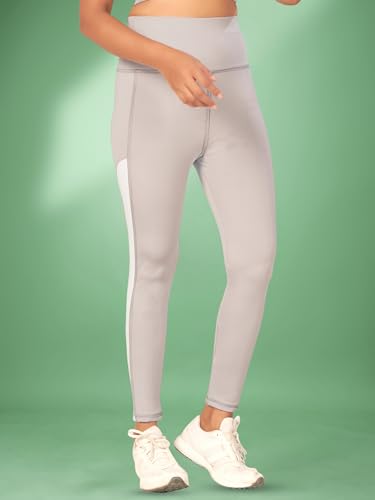 Image of Women's Polyester Blend Yoga Pants with High Rise Waist Stretch Fit Design Side Patti Slim Fit Style and Standard Length | Workout Track Pants | Joggers for GymRunning | Sports Top