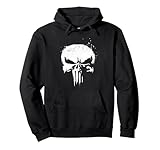 Marvel The Punisher White Ink Splatter Skull Logo Pullover Hoodie
