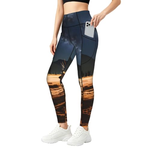 Pantalones de yoga suaves que no se bajan con bolsillos para guardar el móvil