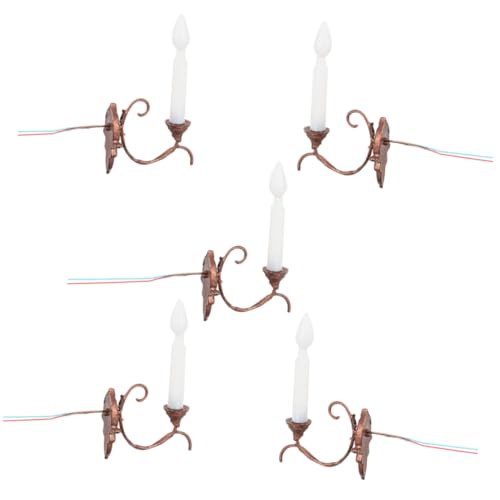 Toddmomy 5pcs Miniature Wall Lamp Models Decorative Wall Lights for Mini House and Landscape Warm Light for Dollhouse and Toy House Decor