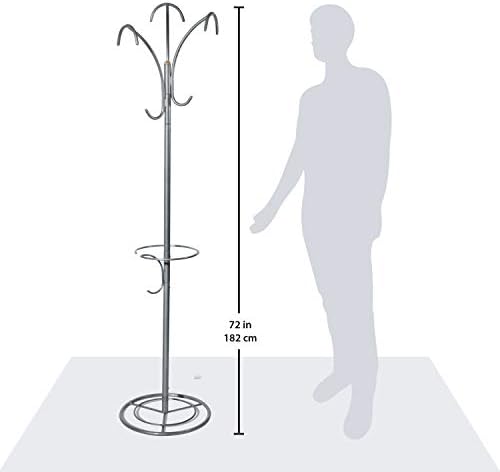 Amazon Basics Freestanding Coatstand with 6 Hooks  Silver