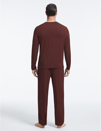 GYS Bamboo Viscose Men's Pajama Sets Long Sleeve Crew Neck Lounge Set with Pockets2