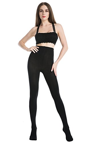 Manzi Women's 2 Pairs Super Opaque With Fleece Soft Black Tights 400 Denier #TOP2