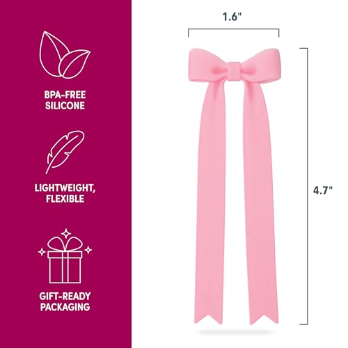 Genuine Fred Page Ties Bow Bookmarks, Set of Two, Pink, Flexible Silicone, Fun Stocking Stuffer, Gift for Book Lovers, Teachers, Back to School Coquette Aesthetic - Thumbnail 3