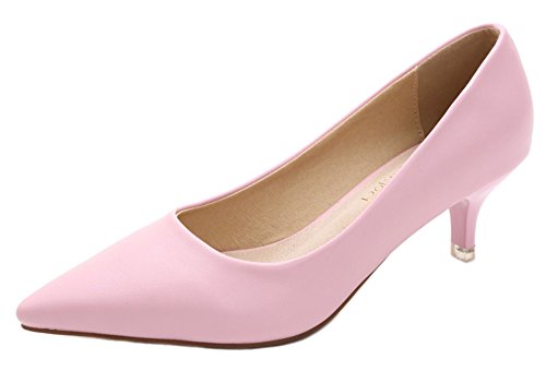WUIWUIYU Femme Bout Pointu Escarpins Classique/Bureau/Soiree/Travail de Chaussures -Rose 38