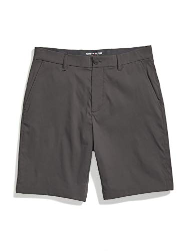 Tommy Hilfiger Men's Adaptive Chino Performance Short with Velcro Brand Closure and Magnetic Fly, Dark Ash, 34