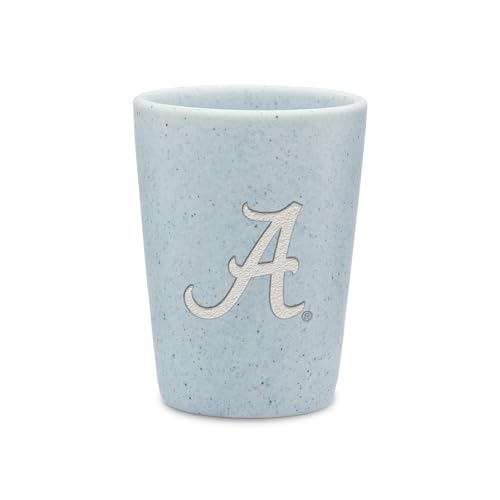 Rico Industries NCAA Alabama Crimson Tide Baby Blue 2oz Ceramic Shot Glass for Fans, Laser Engraved In Trendy Color Single Shot Glass