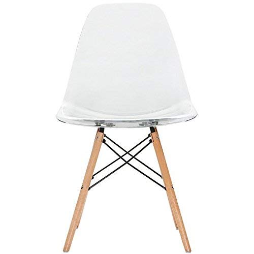 2Xhome Ch-Rayleg(Clear) Dining Chair, Plastic #TOP23