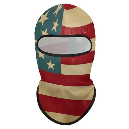 Balaclava para hombre, máscara de esquí con bandera estadounidense vintage, cubreboca para invierno, ciclismo y deportes al aire libre miniatura 1