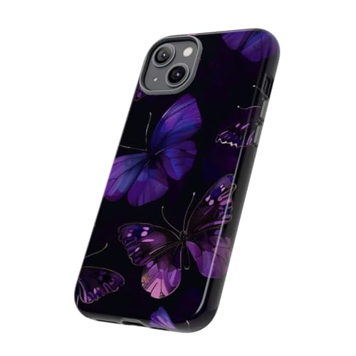 Coque papillon violet iPhone 14 Plus rigide brillante anti rayures - 2