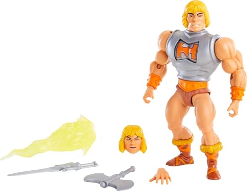Masters of the Universe (Masters del Universo Orígenes) Figura He-Man deluxe, muñeco articulado de juguete, modelo surtido (Mattel GVL76)