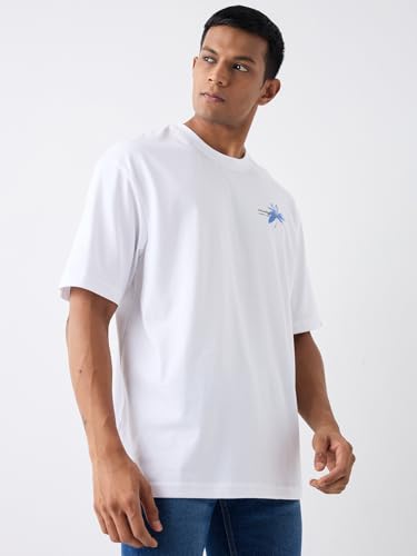 Image of Spykar Men's Oversized Round Neck Half Sleeve Solid Casual T-Shirt