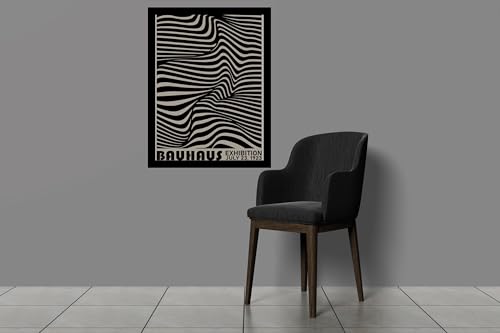 Image of BLINKART Vintage Bauhaus Retro Geometric Aesthetic Poster Gallery | Colorful Wrap Framed For Home Office Studio Living Room Modern Art Studio Decoration Abstract Shapes | (d148) | 13x10 Inch