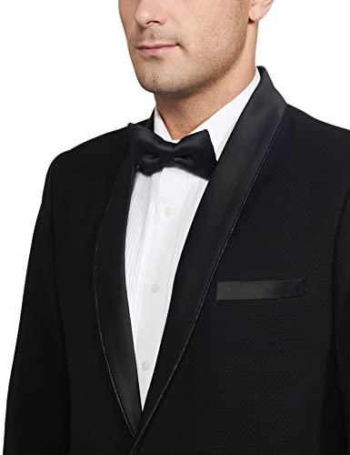 Image of Ethnix Men's Polyester Black Basket Weave Suit with Shirt Blazer