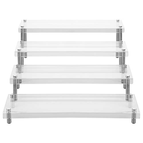 Mygift Clear Acrylic Rectangular Cupcake Stand, Appetizer And Dessert Serving Buffet Stand, 4-Tier Figurine Display Riser Shelves, Set Of 4 #TOP4