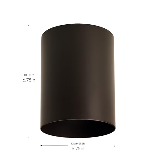Image of Progress Lighting 5-Inch Cylinder Outdoor Ceiling Light, 1-Light Modern Flush Mount Ceiling Light Fixture, Interior and Exterior Lighting for Home or Porch, Aluminum Construction, Bronze (P5774-20)