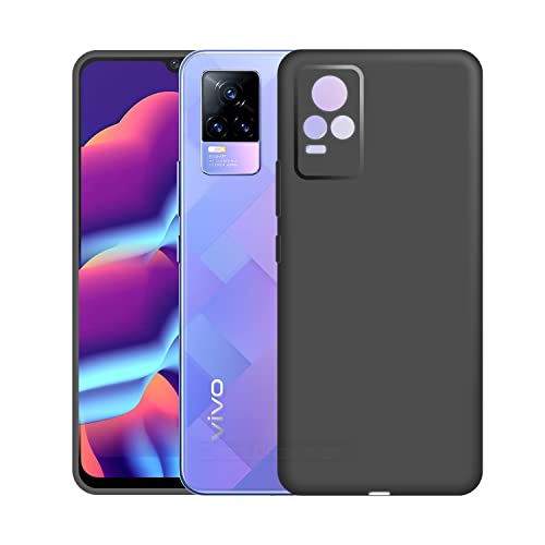 Image of Case Creation Liquid TPU Silicone Cover for VivoV21 Soft Case,Anti-Dirty Slim Case Frosted Matte Cute Candy TPU Raised Bezel (Splash of Color) Back Case Cover for Vivo V21 -Black
