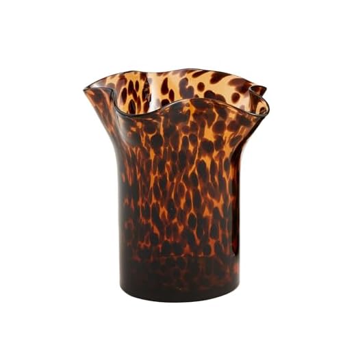 Mud Pie Ruffle Tortoise Glass Vase, Small, 6.75" x 4"