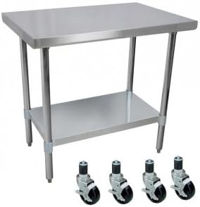 Commercial Stainless Steel Work Prep Table 18 x 36 NSF Certified With Caster Wheels