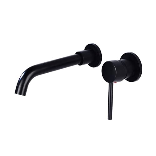 Wall Mounted Bathroom Basin Mixer,Hot and Cold Wall-Mount Faucet,Single Handle Mixer Bathroom Vanity Sink Faucet,Black Commemoration Day