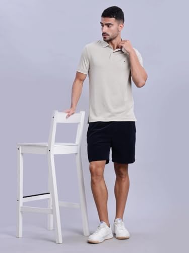 Image of Straight Fit Textured Mid Rise Shorts