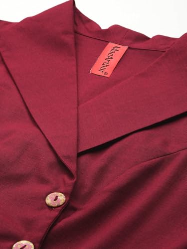 Mac Arthur V-Neck Flared Hem with Tie Back, Women's Blazer Dress Lapel Collar Long Sleeve Work Office Dresses, Button Closure3