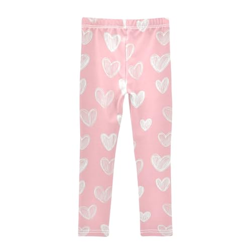 Wusikd Hearts White Girls' Leggings Toddler Doodles Kids Yoga Pants Dance Active Tights 4T2