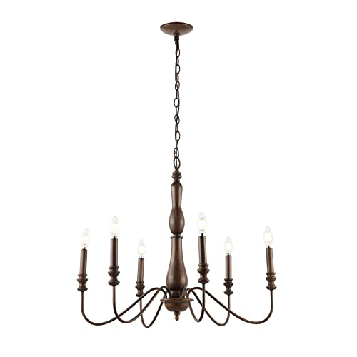 JONATHAN Y JYL7597A Victoria 29" 6-Light Rustic Midcentury Iron LED