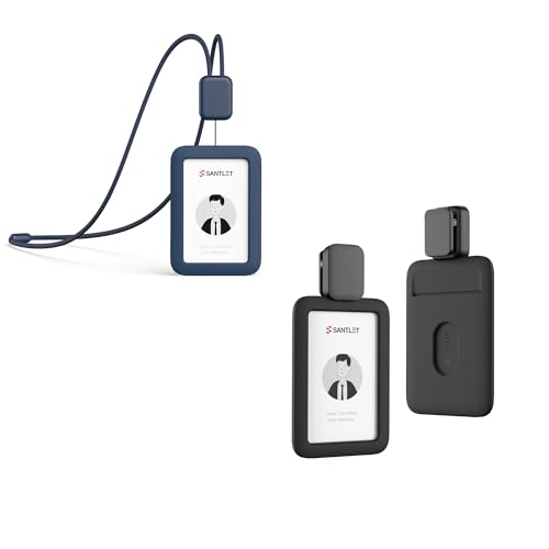 Bundle for ID Badge Holder with Lanyard and Clip, Blue and Black