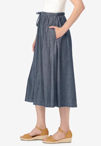 Woman Within Plus Size Petite Drawstring Denim Skirt3