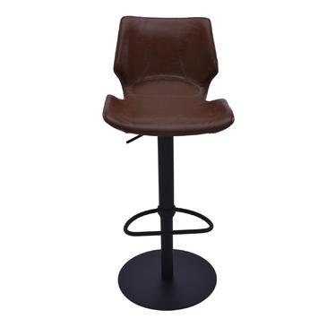 Armen Living Zuma Swivel Adjustable Barstool in Vintage Coffee Faux Leather and Black Metal Finish - Image 6