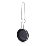Livvogue Iron Tadka Pan with Steel Handle - Round Small Seasoning Pan for Tempering Spices – Black Iron Mini Frying Pan for Indian Cooking (4 Inch Diameter)