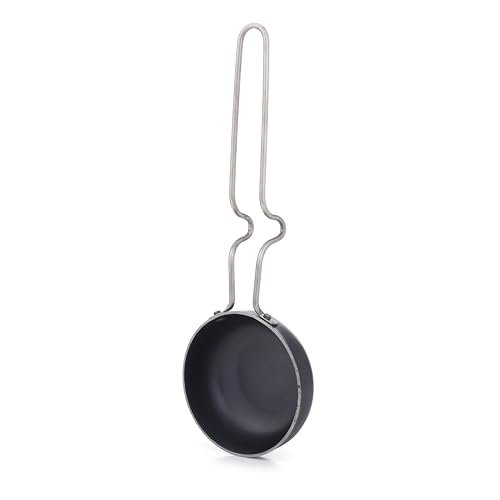 Livvogue Iron Tadka Pan with Steel Handle - Round Small Seasoning Pan for Tempering Spices – Black Iron Mini Frying Pan for Indian Cooking (4 Inch Diameter)