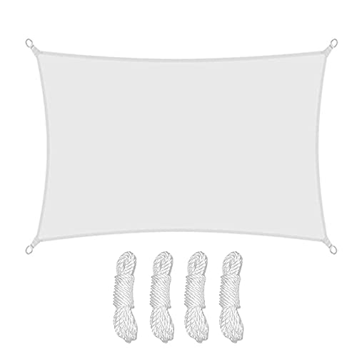 PenKee Sun Shade Sail 4x6M 300D Shade Sails Rectangle Waterproof Anti UV Shade Cloth Sunshade Cover Sunscreen Awning for Garden Outdoor Gazebo Canopy Patio, White