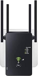 WLAN Verstärker, 1200Mbit/s WLAN Repeater, 5G & 2.4G Dualband Ultraxtender WiFi Verstärker mit LAN anschluss, WPS, Kompatibel mit 99% Standard-WiFi Routern, Deckt bis zu 9200Sq.ft und 35 Geräte