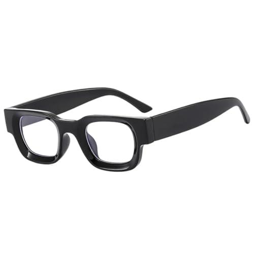 Lunettes de soleil rectangulaires épaisses noir transparent avec protection UV400 pour voyage